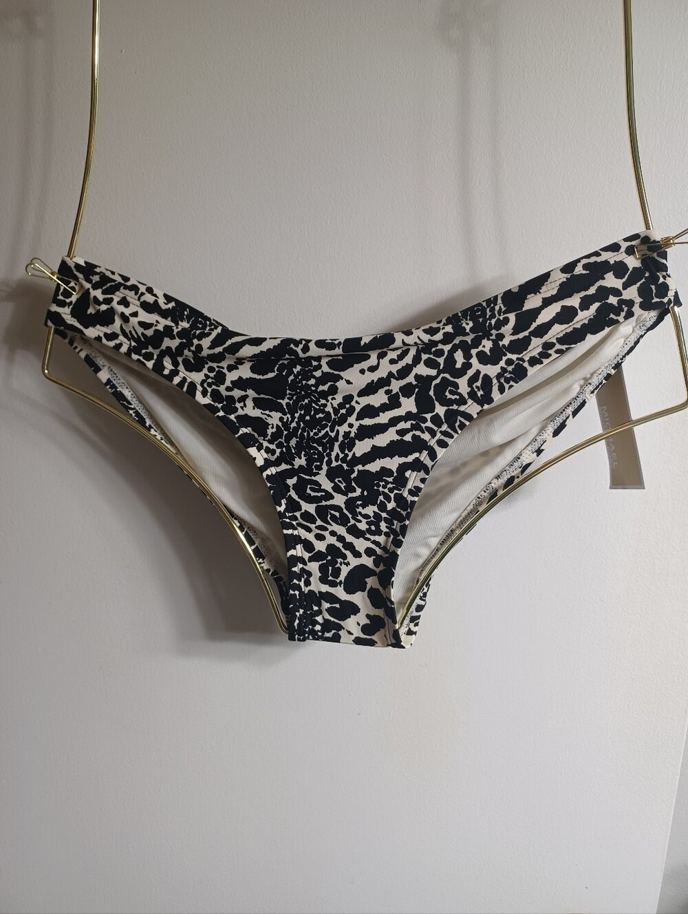 Michael Michael Kors Black and White Leopard Print Bikini Bottoms S NWT)